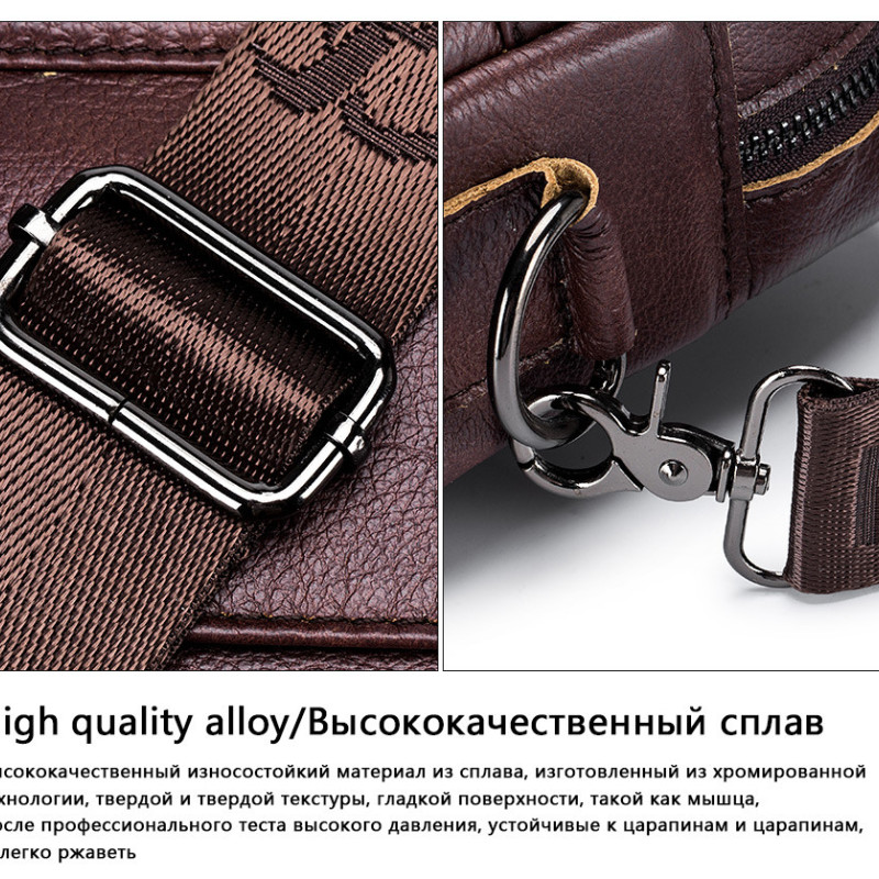 Чоловічий діловий портфель з натуральної шкіри, повсякденна сумка через плече в стилі ретро