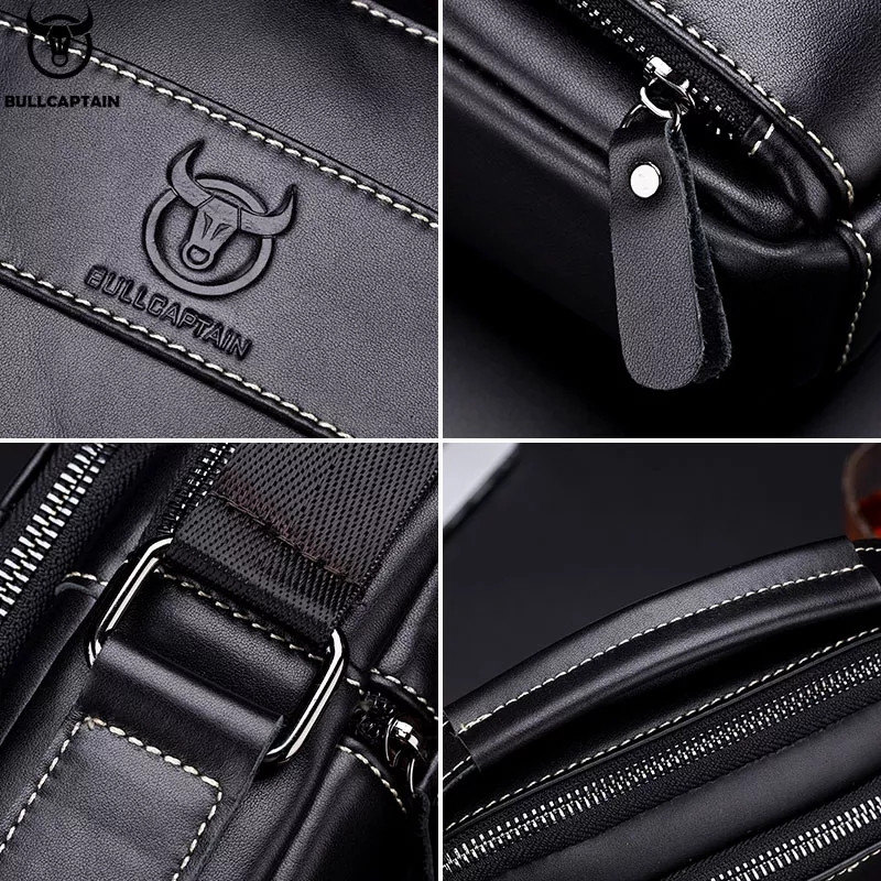 Шкіряна повсякденна ділова чоловіча сумка з натуральної шкіри. Чорна