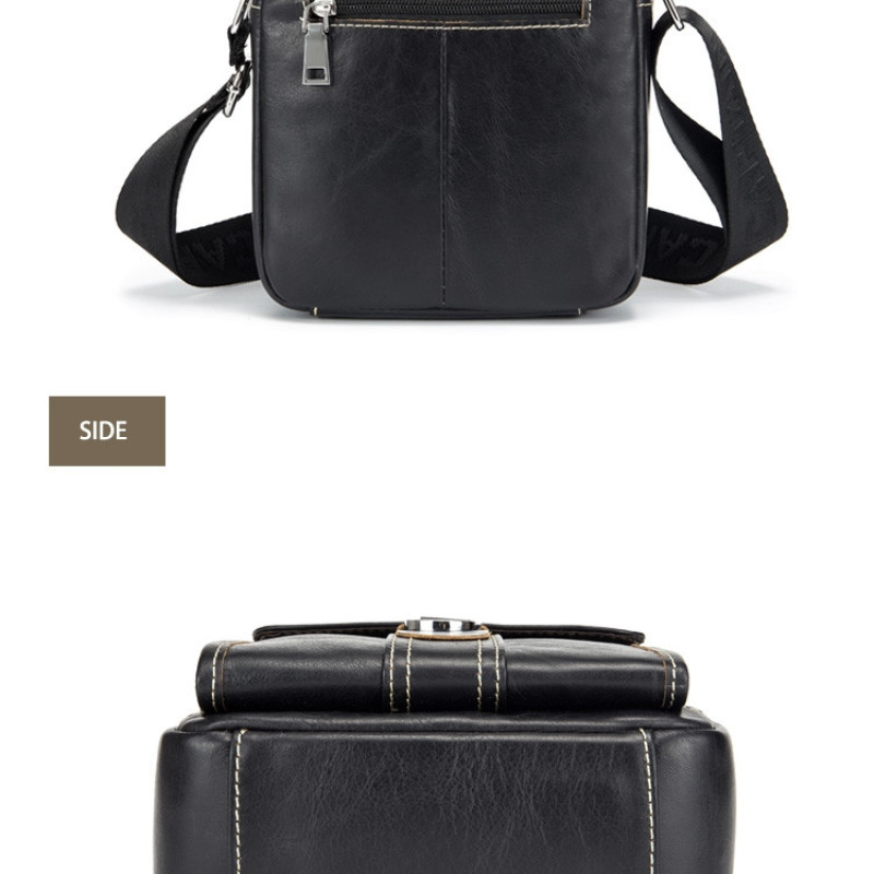 Шкіряна повсякденна ділова чоловіча сумка з натуральної шкіри. Чорна