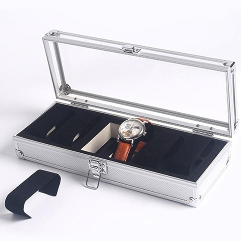 Скринька для зберігання годинників, на 6 відділень, алюміній