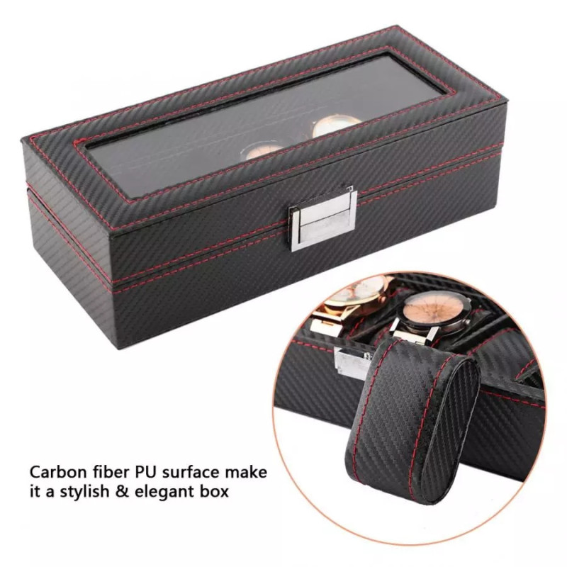 Скринька для годинників на 5 відділення, карбон