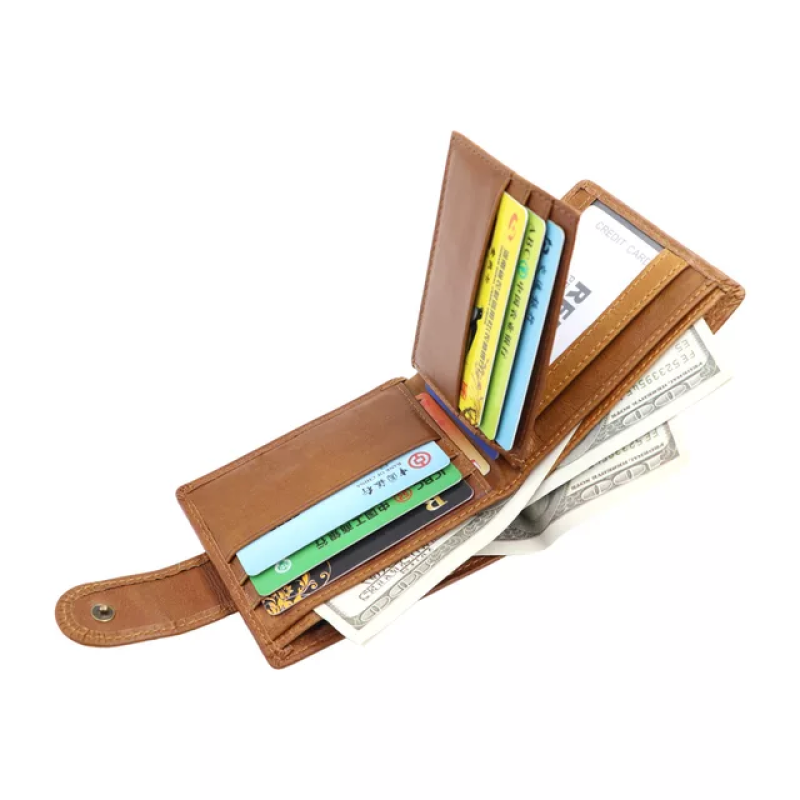 Чоловічий вертикальний гаманець із натуральної шкіри із Rfid-захистом з тисненням