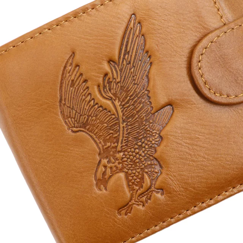 Чоловічий вертикальний гаманець із натуральної шкіри із Rfid-захистом з тисненням