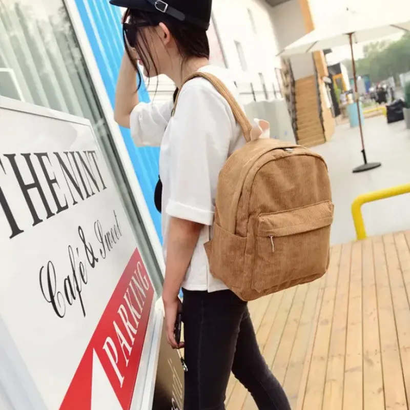 Модний вельветовий рюкзак Коричневий