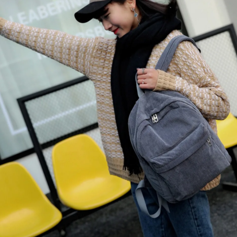 Модний вельветовий рюкзак Сірий