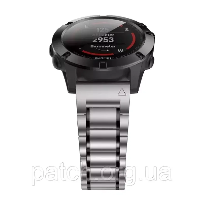 Титановий браслет для Garmin Fenix 7X/Enduro/6X/6X Pro/6X Pro/5X/5X Plus/3 HR/Quick Fit/26 мм Срібло з чорною смугою