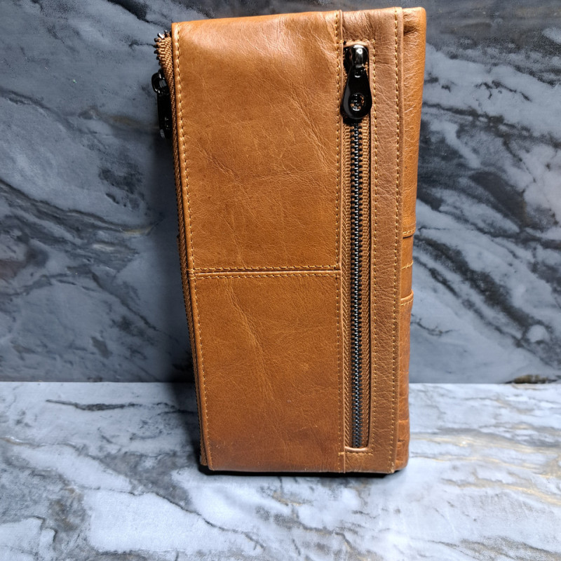 Гаманець довгий із натуральної шкіри. Портмоне. Шкіряний гаманець клатч унісекс Світло-коричневий