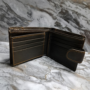 Чоловічий вертикальний гаманець із натуральної шкіри з Rfid-захистом із тисненням Чорний