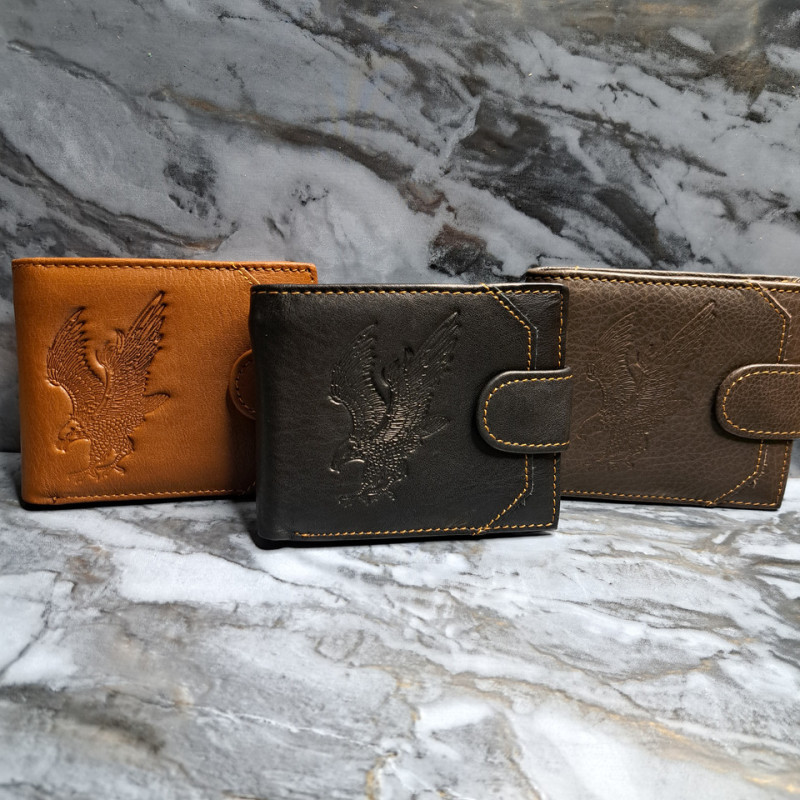 Чоловічий вертикальний гаманець із натуральної шкіри з Rfid-захистом із тисненням Темно-коричневий