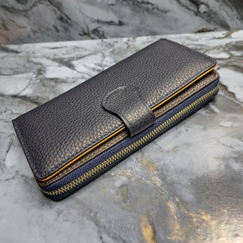 Багатофункціональний клатч-гаманець із натуральної шкіри Синій