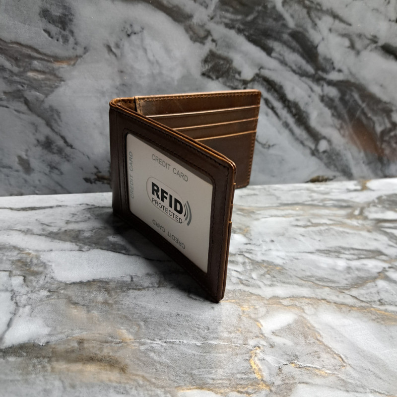 Затискач для купюр із натуральної шкіри Коричневий