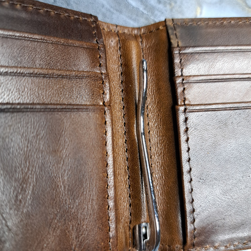 Затискач для купюр із натуральної шкіри Коричневий