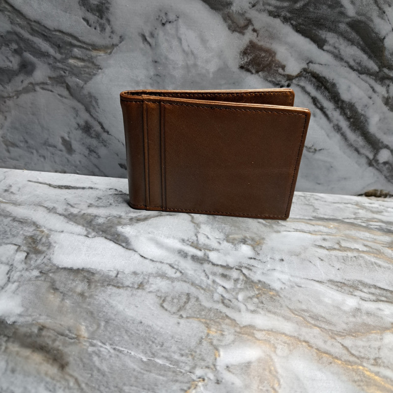 Затискач для купюр із натуральної шкіри Коричневий