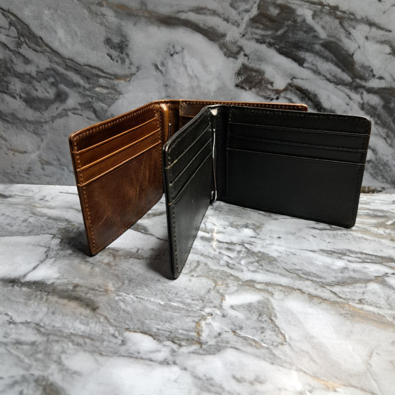 Затискач для купюр із натуральної шкіри Коричневий