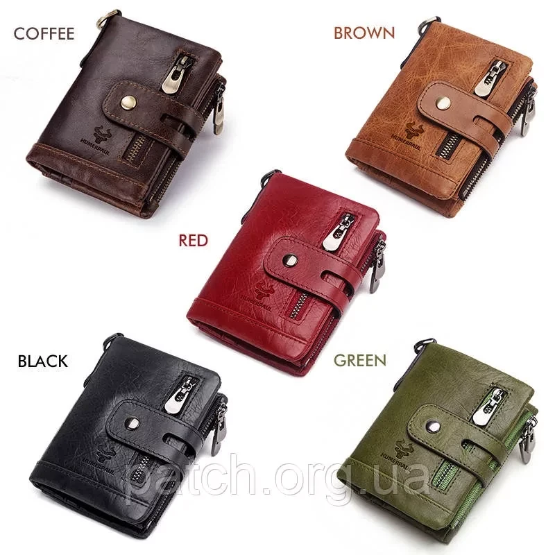 Чоловічий шкіряний гаманець із натуральної шкіри (Волов'я шкіра) з Rfid-захистом. Портмоне зі шкіри Чорний