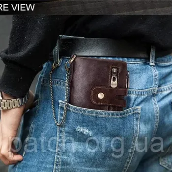 Чоловічий шкіряний гаманець із натуральної шкіри (Волов'я шкіра) з Rfid-захистом. Портмоне зі шкіри Зелений