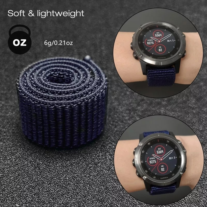 Тканевий ремінець для Garmin Fenix 7 / 6-6 Pro / 6 Supphire / Fenix 5-5 Plus / Foreruner 945 / MARQ / 22 мм Сірий