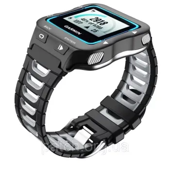 Змінний силіконовий ремінець для годинника Garmin Frorerunner 920XT Чорний із сірим