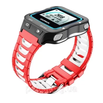 Змінний силіконовий ремінець для годинника Garmin Frorerunner 920XT Червоний з білим
