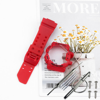 Casio ремінець + безель (рант) для G-SHOCK GA-400 / GBA-400 Матовий Червоний