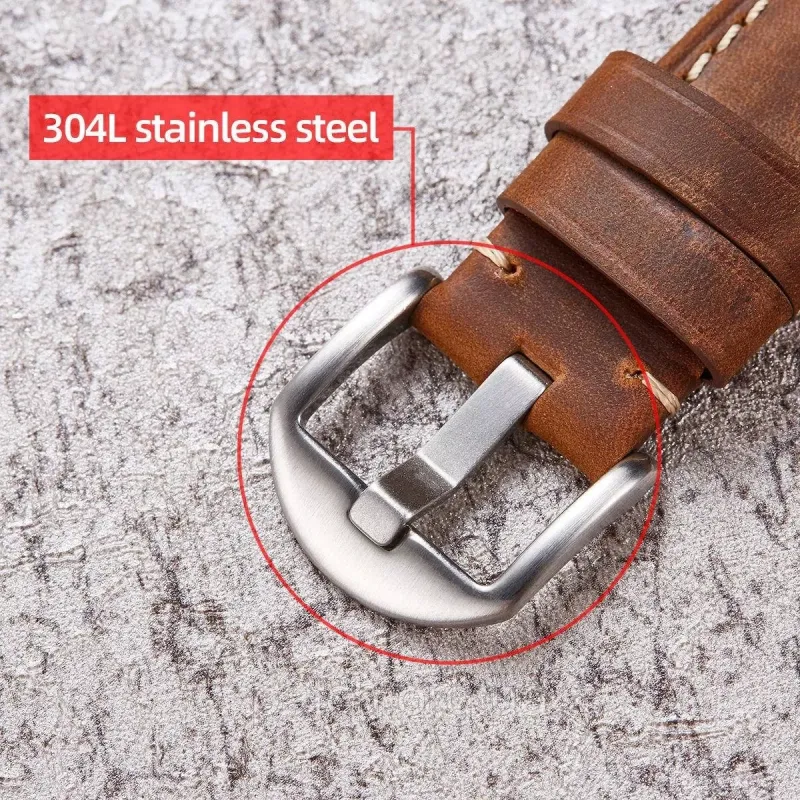 Шкіряний ремінець для Huawei Watch 3 / 3 Pro / GT 2 46 мм / GT2 Pro / GT 2e / Magic зі шкіри Crazy horse Чорна застібка чорна