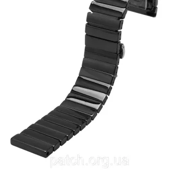 Браслет для годинника керамічний, глянцевий 20 мм Чорний