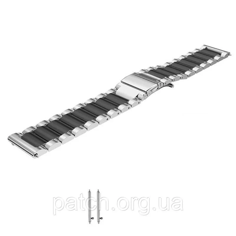 Литий браслет із неіржавкої сталі, 20 мм Срібло з чорною смугою