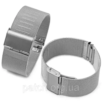 Ремінець змінний міланське плетіння (сітка) з неіржавкої сталі 24 мм Срібло