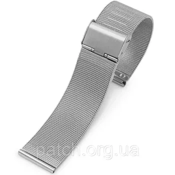 Ремінець змінний міланське плетіння (сітка) з неіржавкої сталі 24 мм Срібло