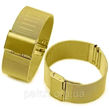 Ремінець змінний міланське плетіння (сітка) з неіржавкої сталі 24 мм Золото