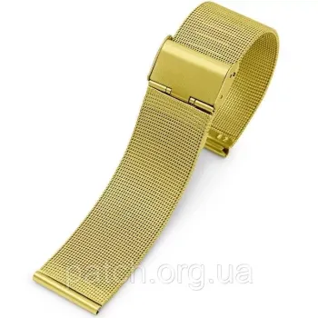 Ремінець змінний міланське плетіння (сітка) з неіржавкої сталі 24 мм Золото