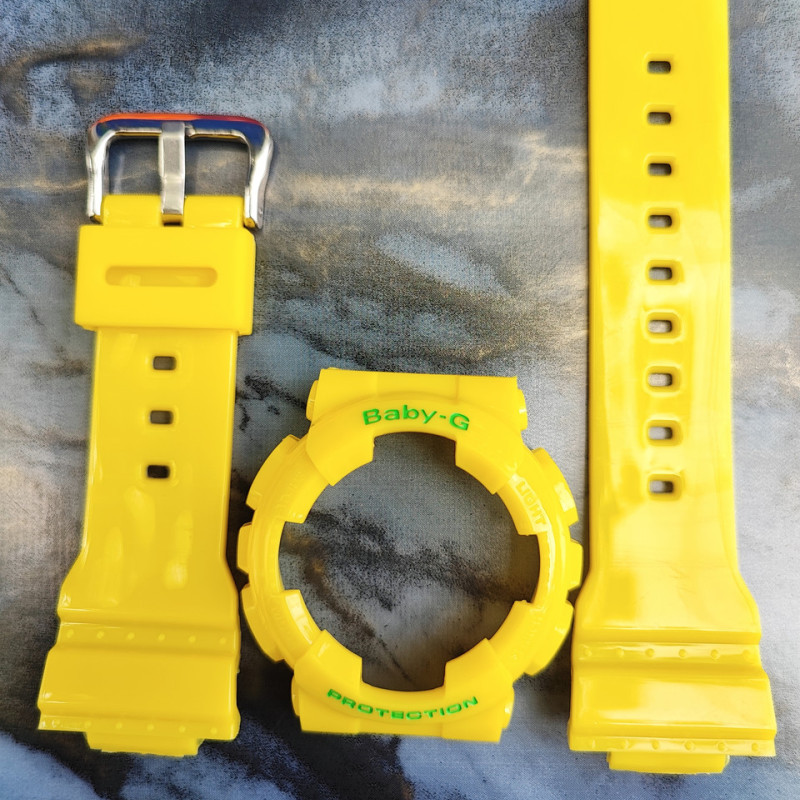 Casio ремінець + безель (рант) для годинника Casio Baby-G BA-110 / BA-111 / BA-112 Жовтий