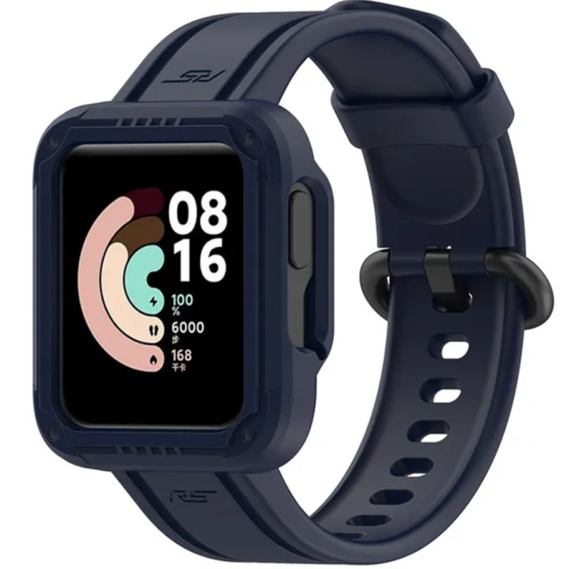 Силіконовий ремінець із чохлом для Xiaomi Mi Watch Lite/Redmi Watch Темно-синій