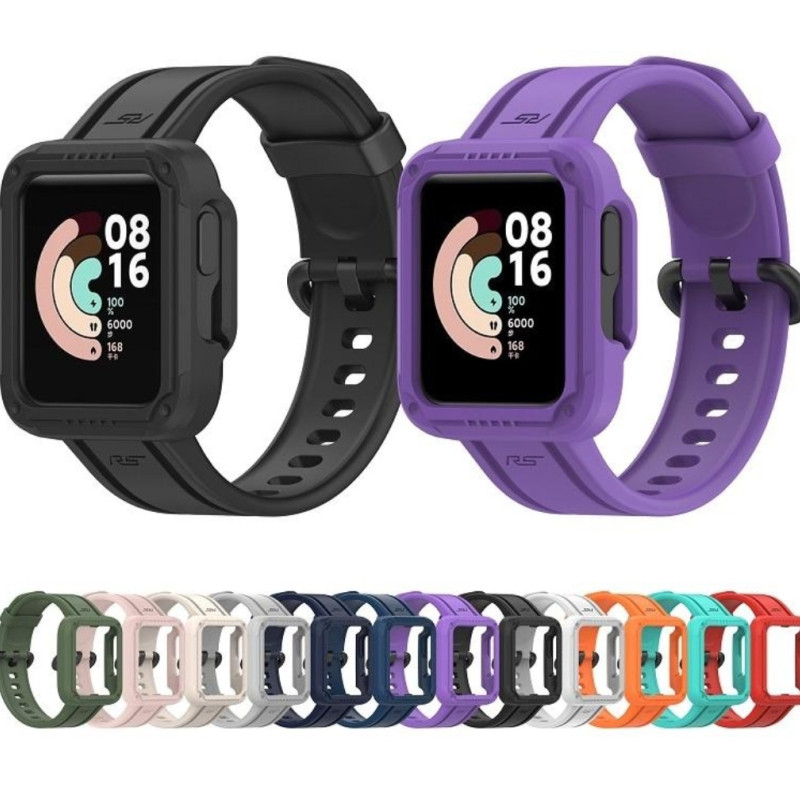 Силіконовий ремінець із чохлом для Xiaomi Mi Watch Lite / Redmi Watch Жовтогарячий