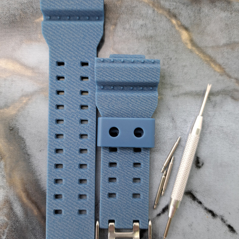 Ремінець для годинника Casio GA-100 / GD-120 / G-8900 / GA-150 / GA-200 / GLS-100 / GW-8900 Джинс