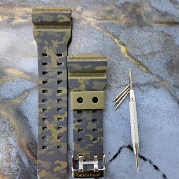 Ремінець для годинника Casio GA-100/GD-120/G-8900/GA-150/GA-200/GLS-100/GW-8900 Зелений камуфяж