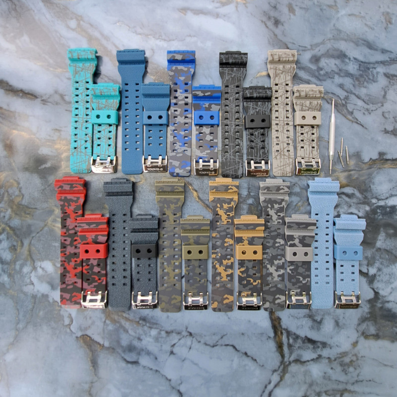 Ремінець для годинника Casio GA-100 / GD-120 / G-8900 / GA-150 / GA-200 / GLS-100 / GW-8900 Коричневий камуфляж