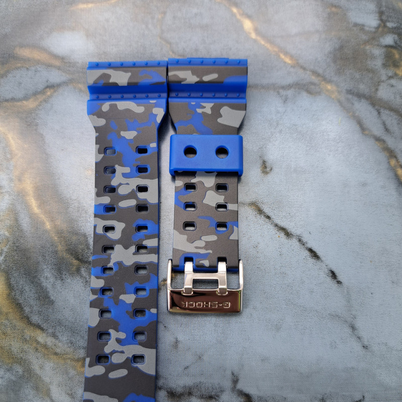 Ремінець для годинника Casio GA-100 / GD-120 / G-8900 / GA-150 / GA-200 / GLS-100 / GW-8900 Синій камуфляж