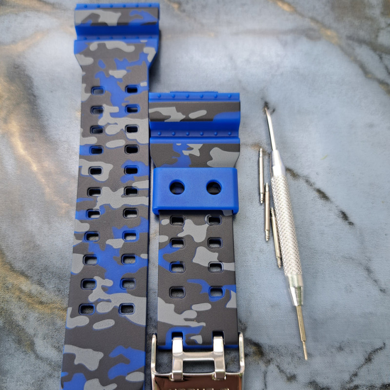 Ремінець для годинника Casio GA-100 / GD-120 / G-8900 / GA-150 / GA-200 / GLS-100 / GW-8900 Синій камуфляж