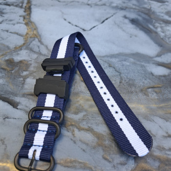 Тканевий ремінець для годинника Casio GA-100 / GD-120 / G-8900 / GA-150 / GA-200 / GLS-100 / GW-8900 Синій з білим