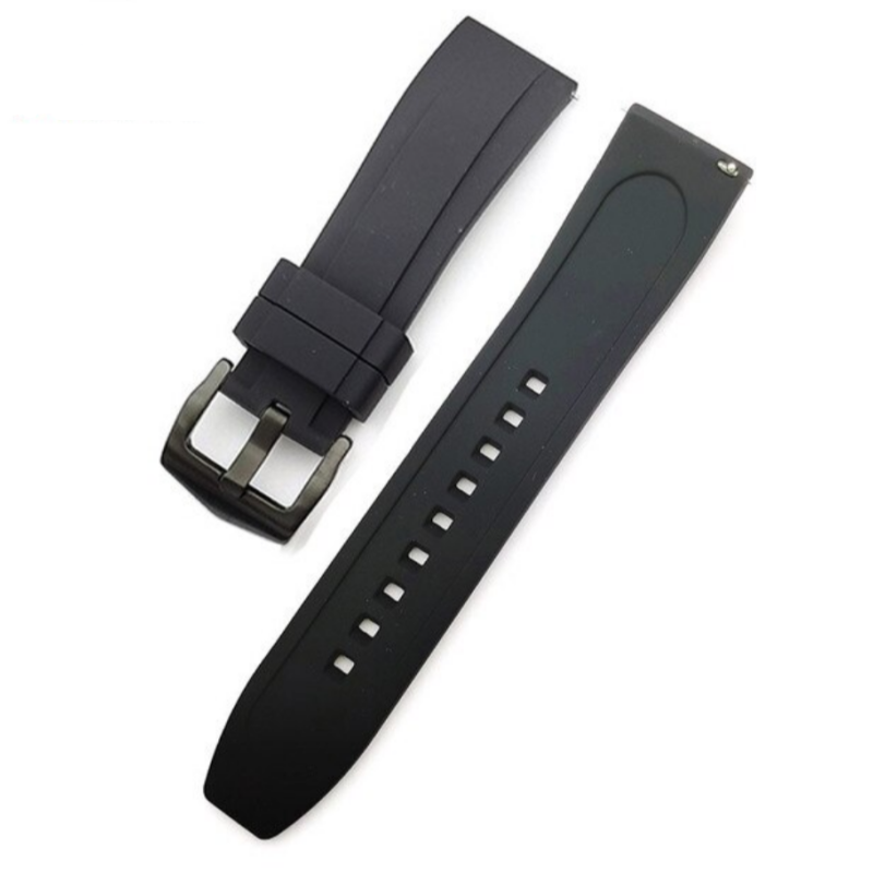 Силіконовий ремінець для Huawei Watch 3 / Watch 3 Pro / Watch GT 2 46 мм / GT2 Pro / GT 2e Черный с черной застежкой