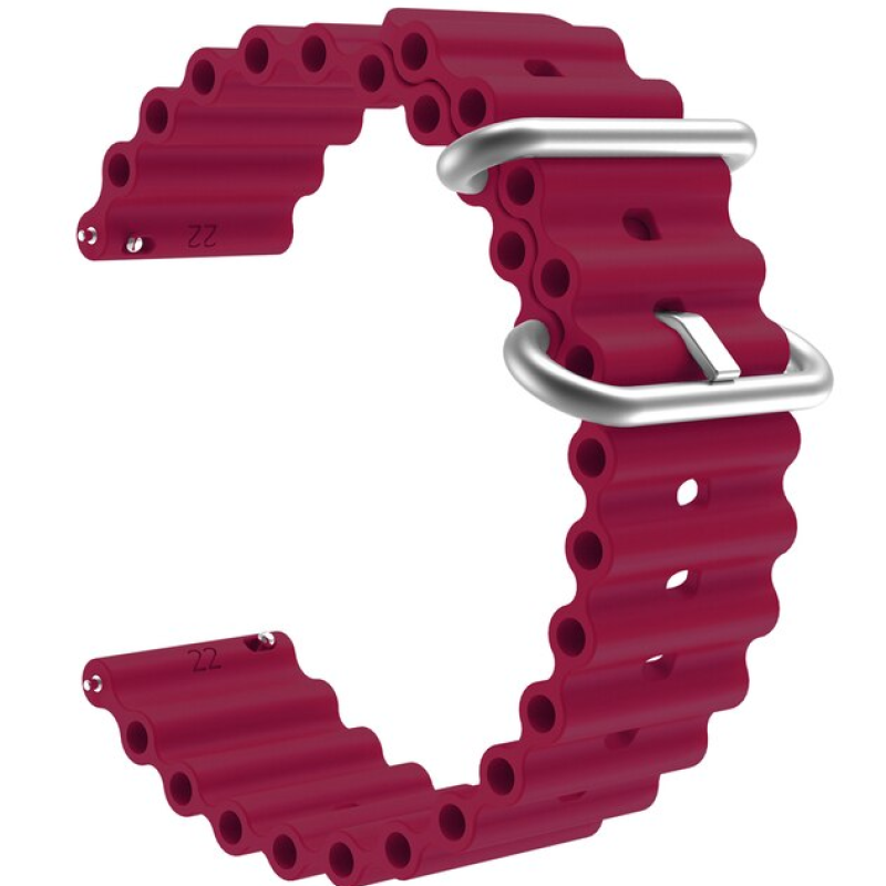 Силіконовий м'який змінний ремінець для годинника, із системою швидкої заміни, 22 мм Малиновий