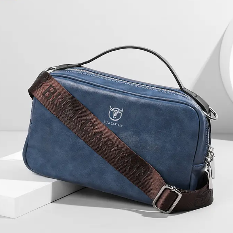 Чоловіча та жіночка сумка з люксової екошкіри Синій