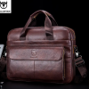 Чоловічий діловий портфель із натуральної шкіри, повсякденна сумка через плече в стилі ретро Коричневий