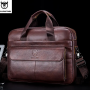 Чоловічий діловий портфель із натуральної шкіри, повсякденна сумка через плече в стилі ретро Коричневий