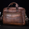 Чоловічий діловий портфель з натуральної шкіри, повсякденна сумка через плече в стилі ретро