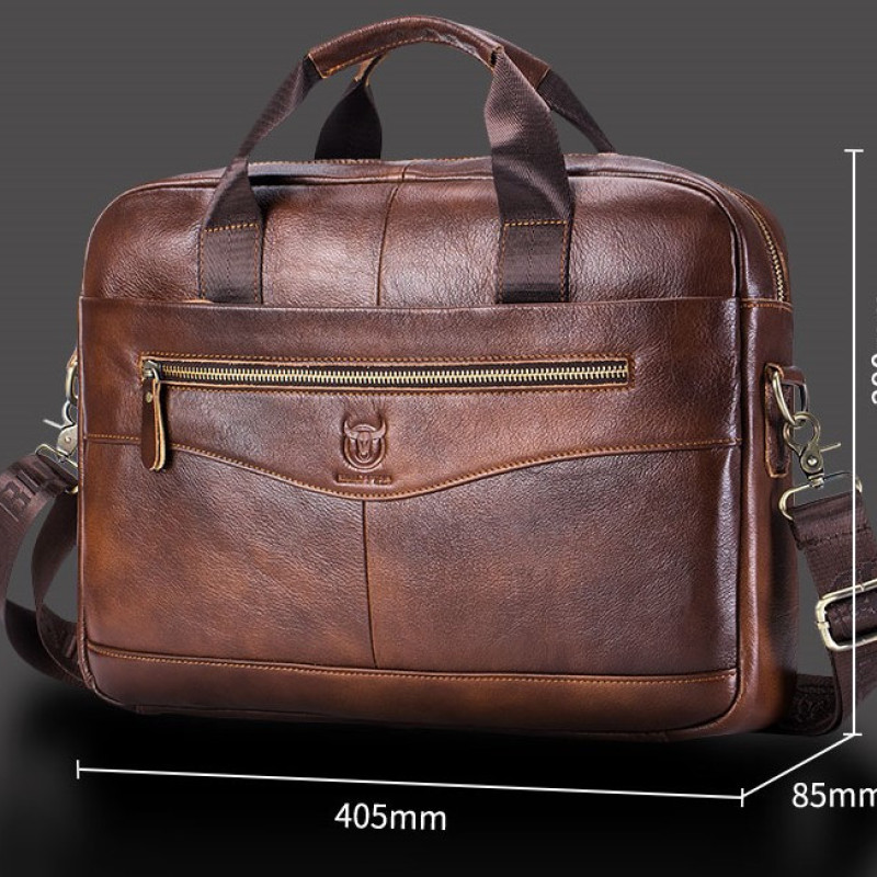 Чоловічий діловий портфель з натуральної шкіри, повсякденна сумка через плече в стилі ретро