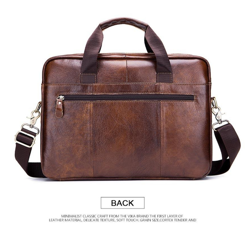 Чоловічий діловий портфель з натуральної шкіри, повсякденна сумка через плече в стилі ретро