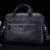 Чоловічий діловий портфель з натуральної шкіри, повсякденна сумка через плече в стилі ретро Чорний