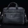 Чоловічий діловий портфель з натуральної шкіри, повсякденна сумка через плече в стилі ретро Чорний